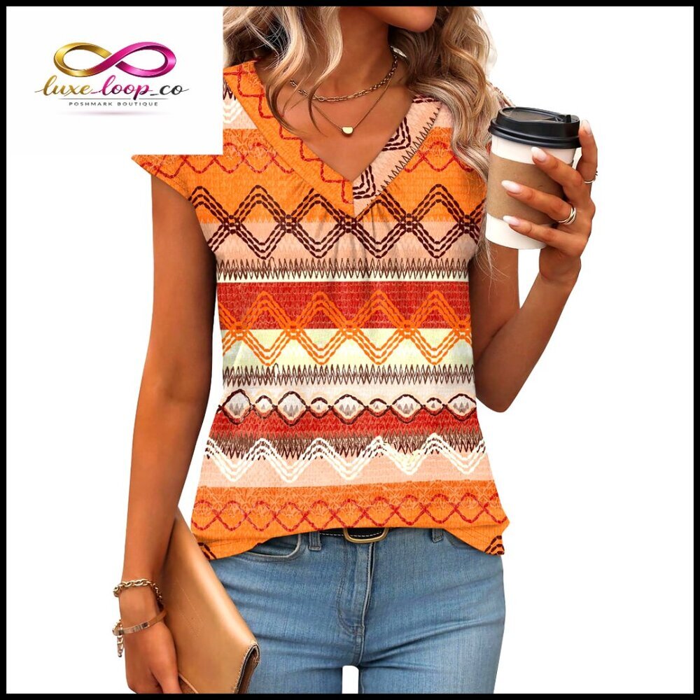 V-Neck Sleeveless Tank Top Regular Fit Summer Polyester Spandex Blend